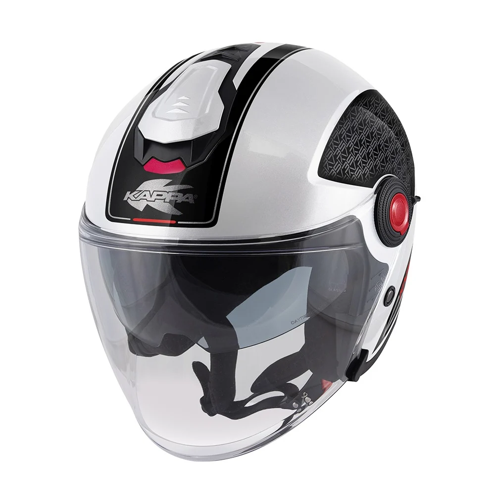 Casco Jet Kappa HKKV35FD Glossy White Black Red - immagine 3