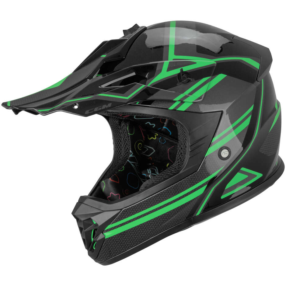 Casco Cross CGM 267G Dirt X Fury Nero Grigio Verde